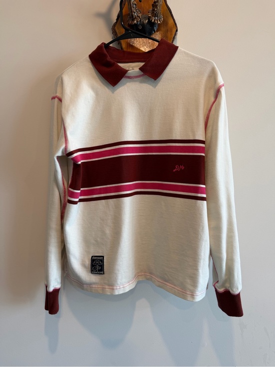 Damson Madder Tops - Damson Madder Maroon & Pink Stripes Long Sleeve